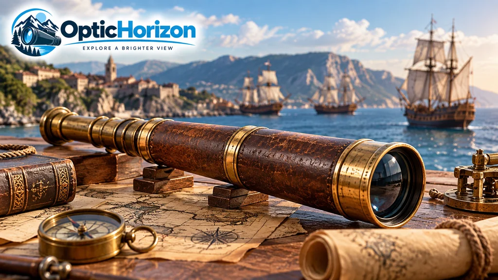 Early telescope and spyglass representing 17th-century optical development