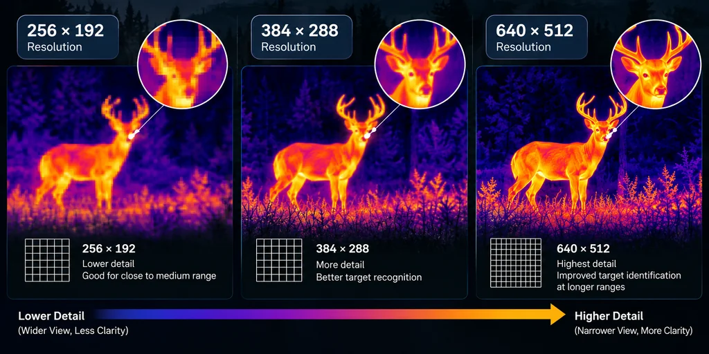 Comparison of different thermal sensor resolutions viewing the same target